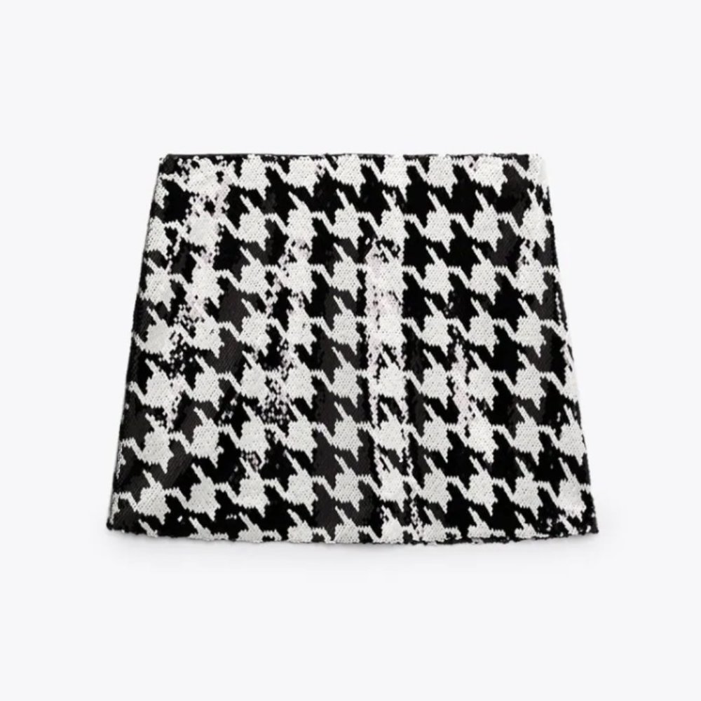 NWT Black/White Houndstooth Mini Skirt